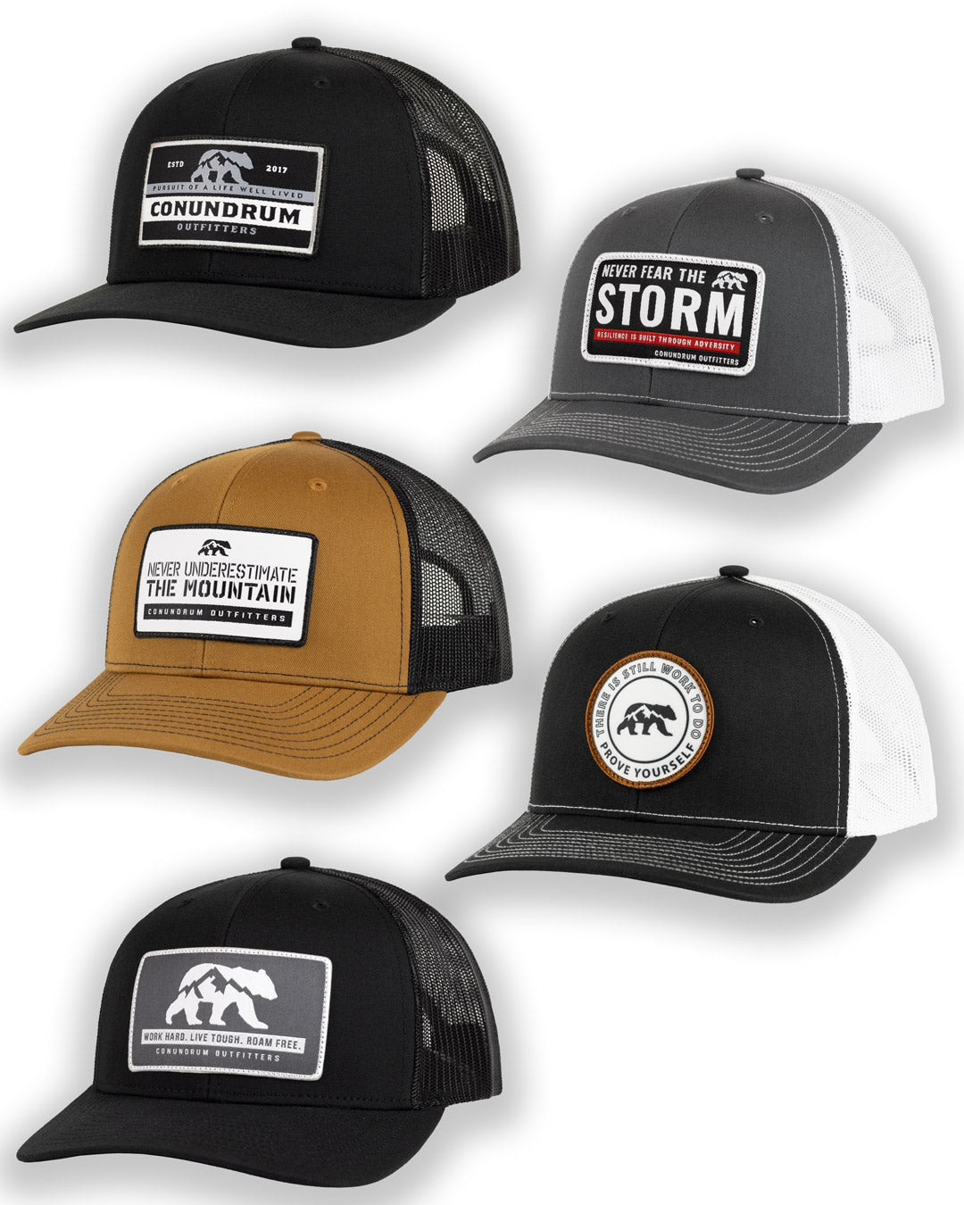 5 Pack hat bundle - various designs and colors size mid profile